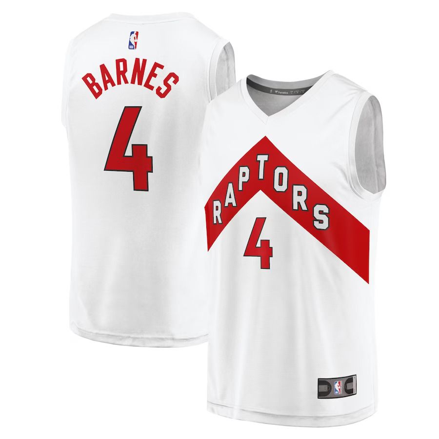 Men Toronto Raptors 4 Scottie Barnes Fanatics Branded White 2022-23 Fast Break Replica NBA Jersey
